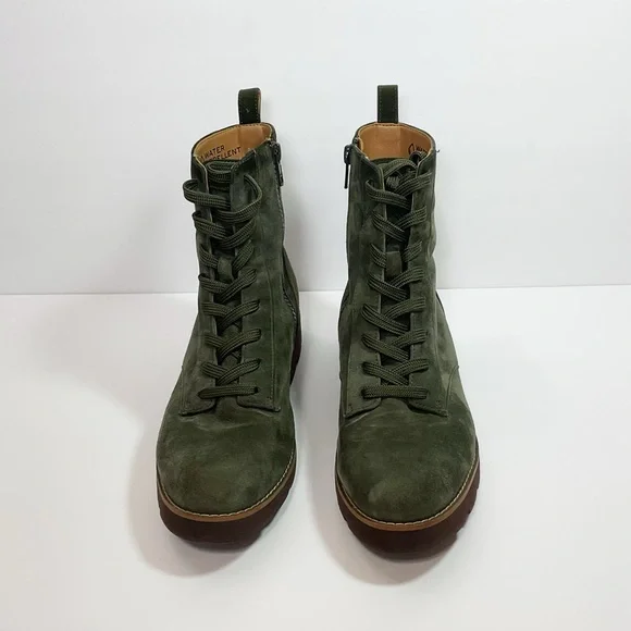 Vionic Lani Green Suede Lace Up Combat Style Boots - Picture 3 of 7
